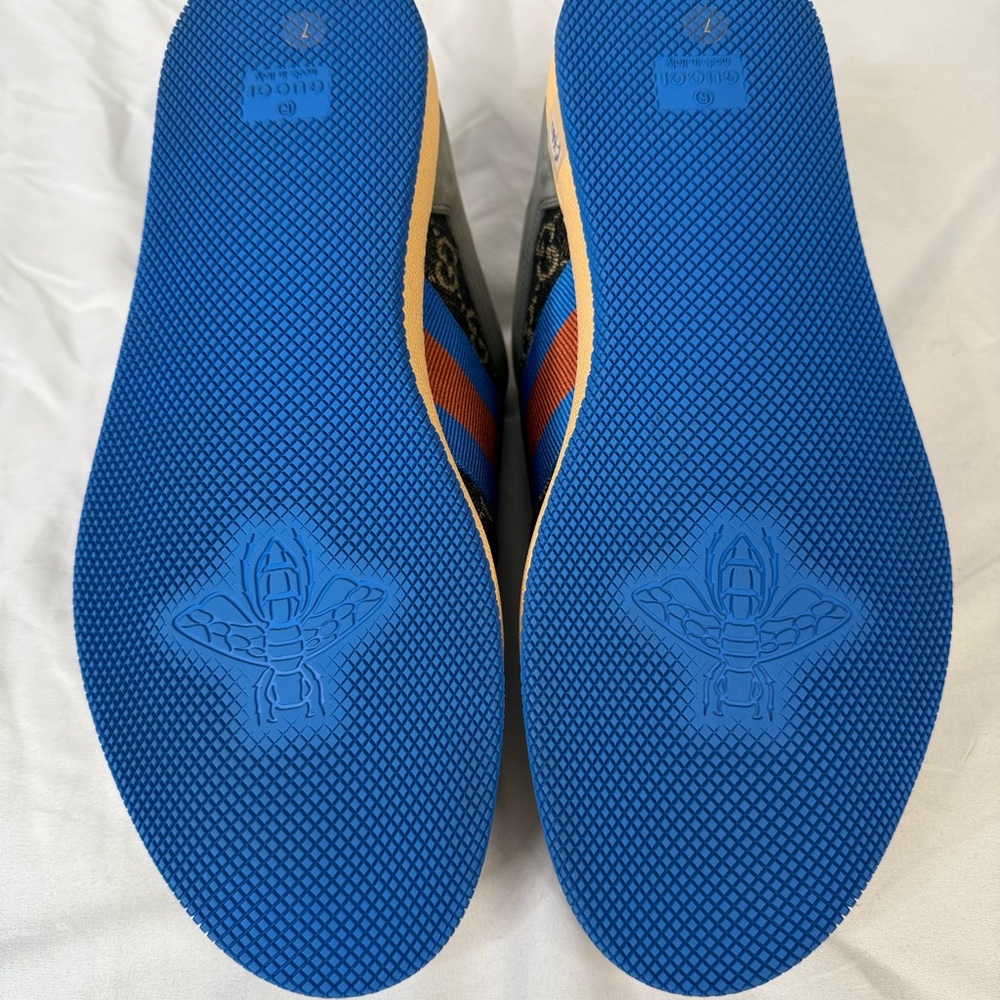 Gucci Screener Sneakers Fabric with Blue and Red Stripes NWOT - Picture 8 of 12